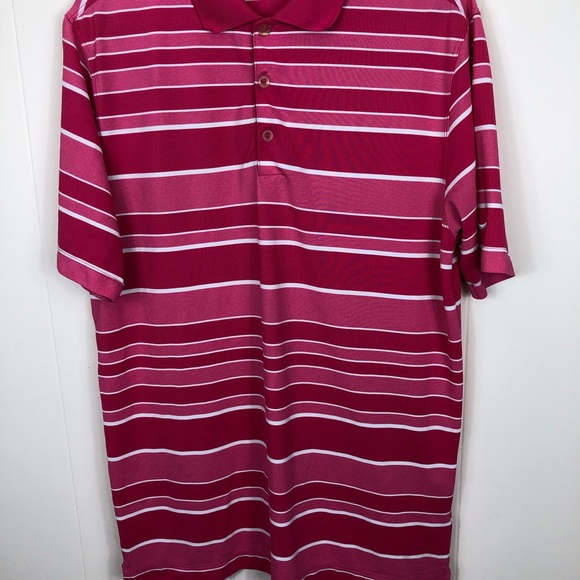 Nike Dri Fit Pink Striped Polo Sz M - Picture 3 of 9